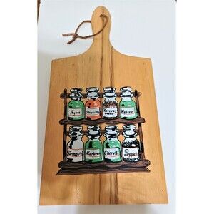 Vintage Mid Century Painted Cutting Board Spices Kitchen Wall Decor  1968 Nevco